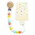Glitter & Spice Ice Cream Bar Silicone Teether with Pacifier Clip Glitter & Spice Ice Cream Bar Silicone Teether with Pacifier Clip 
