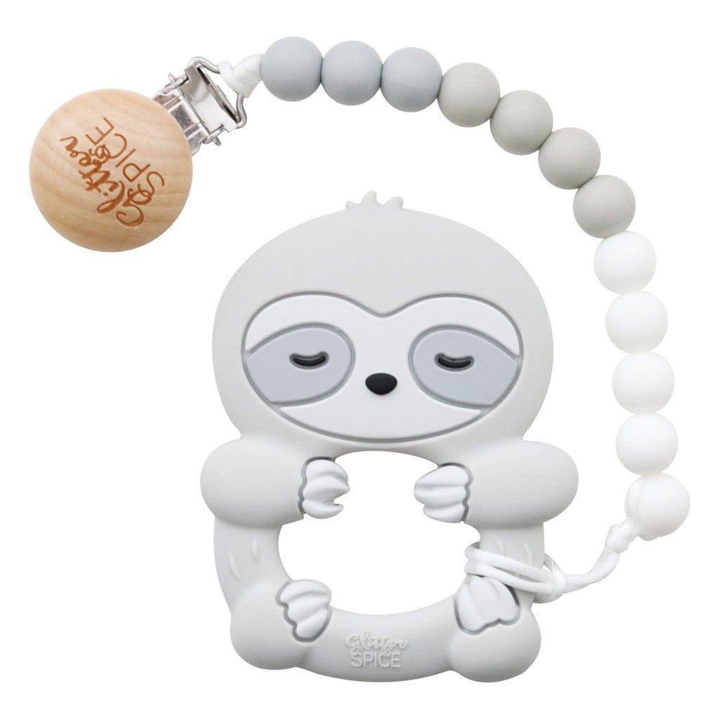 Glitter & Spice Sloth Silicone Teether with Pacifier Clip Glitter & Spice Sloth Silicone Teether with Pacifier Clip 