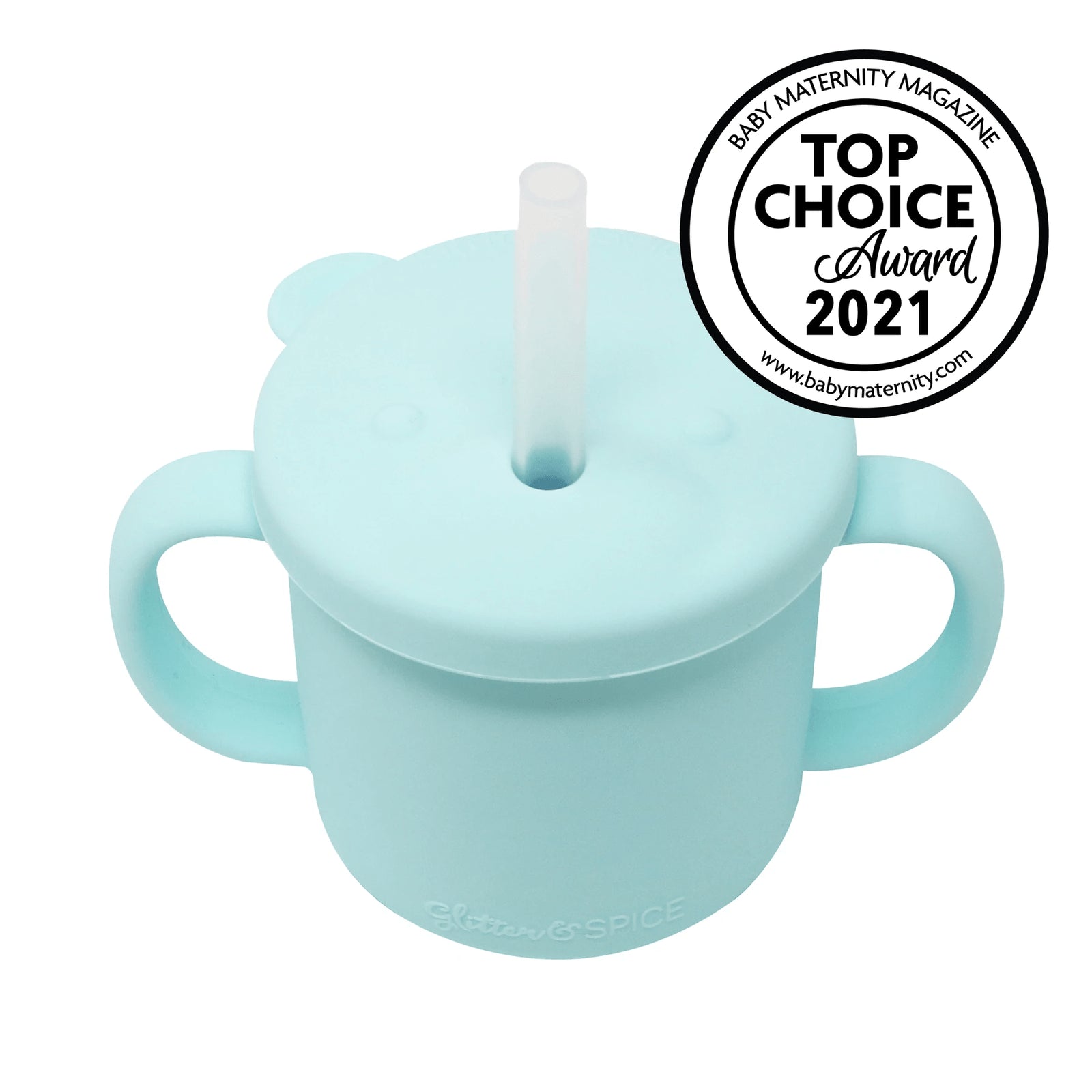 Glitter & Spice Grow with Me Silicone Bear Cup 150ml Seafoam 
