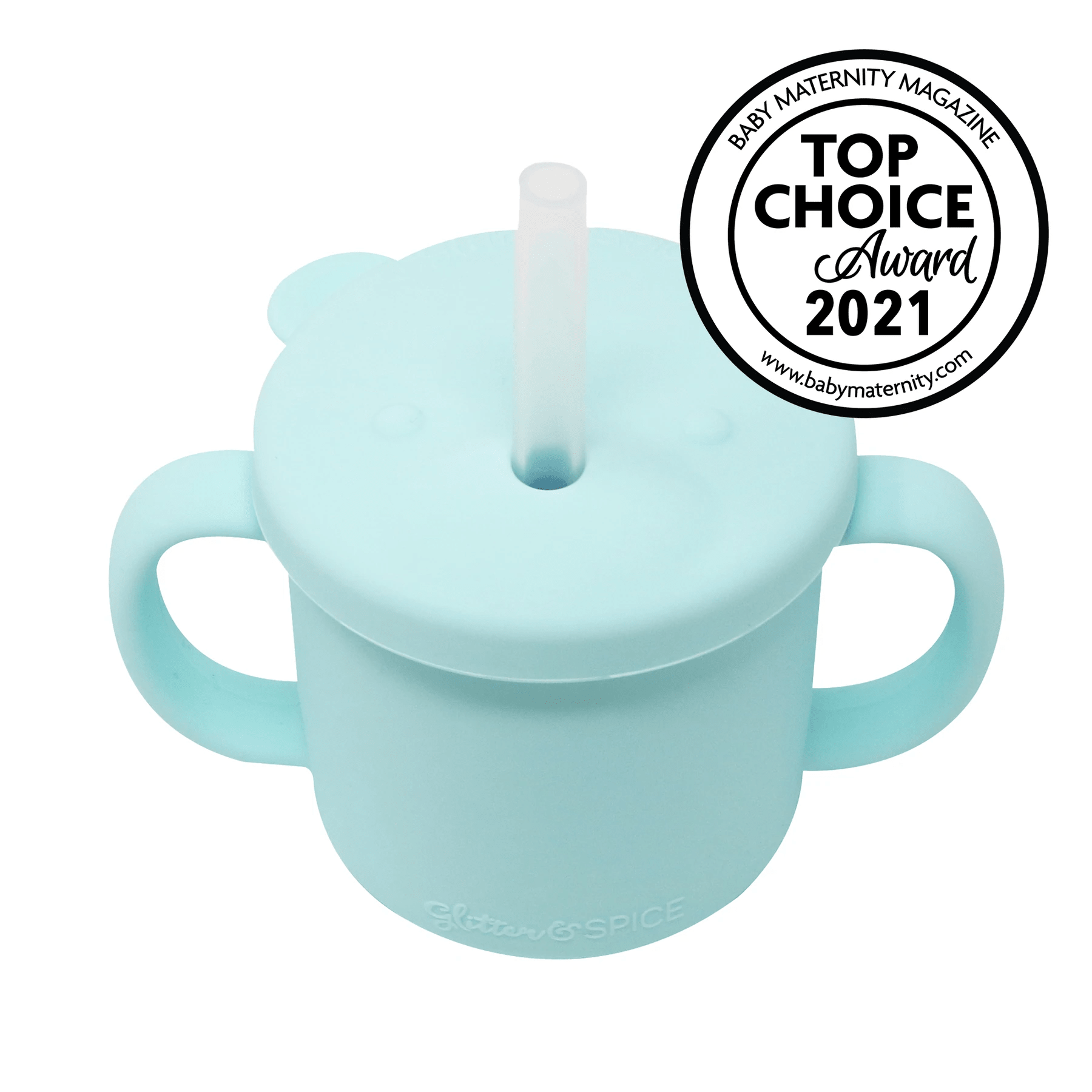 Glitter & Spice Grow with Me Silicone Bear Cup 150ml Seafoam 