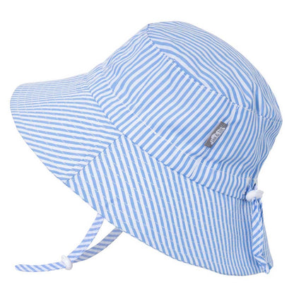 Jan & Jul Kids Gro-With-Me® Cotton Bucket UPF 50+ Sun Hats Blue Stripes / XL (5-12Y) HCB0-BST-XL