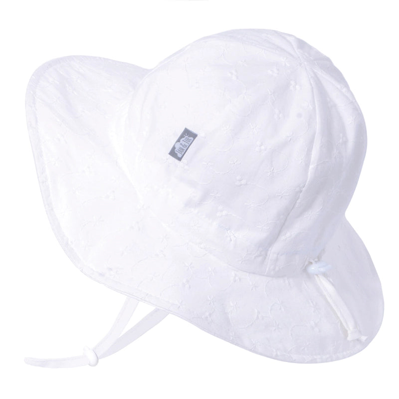 Jan & Jul Kids Gro-With-Me® Cotton Floppy UPF 50+ Sun Hats White Eyelet / XL (5-12Y) HCF0-WEL-XL