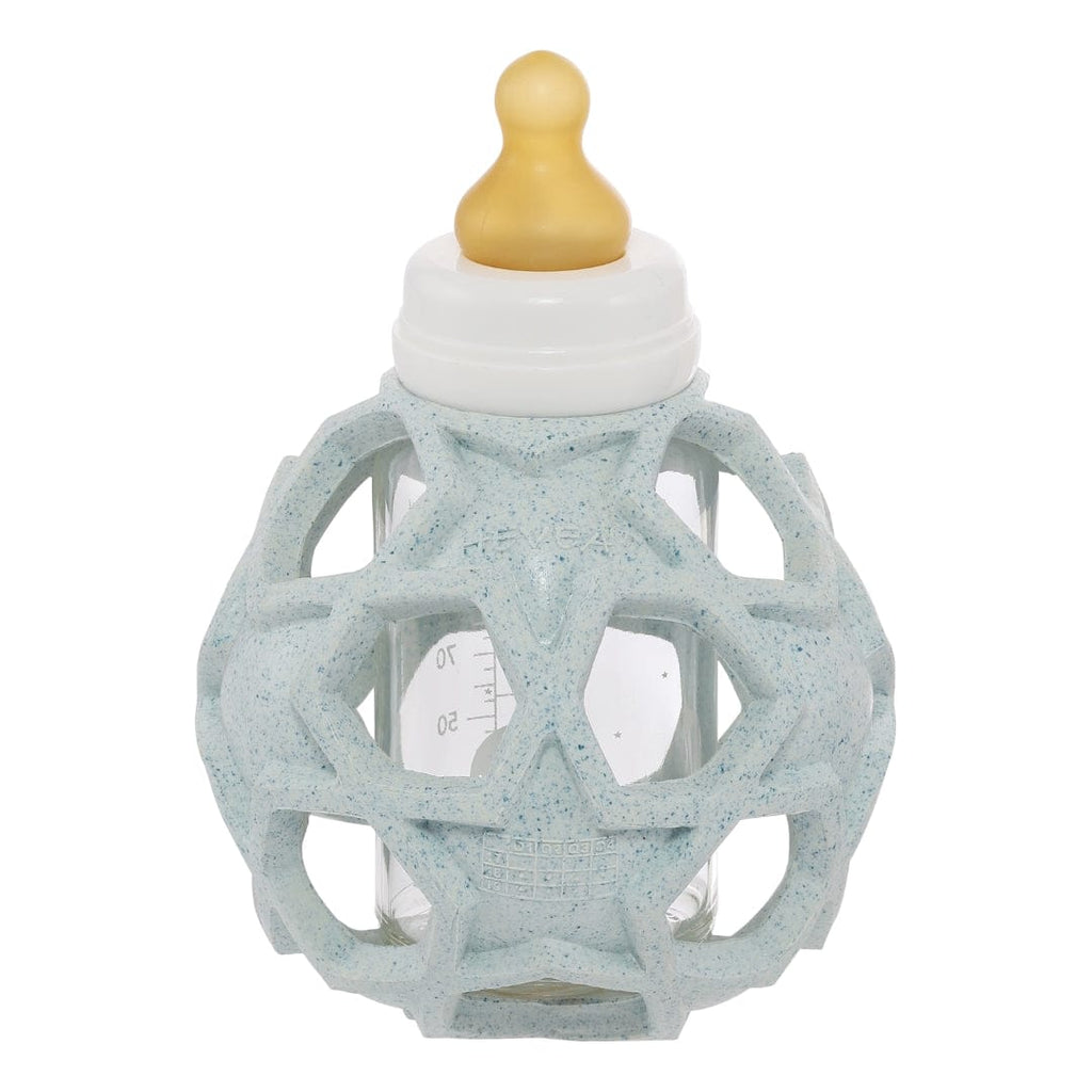 Hevea 2 in 1 Baby Glass Bottle 120ml with Upcycled Star Ball Blue HE-FD-Bottle-Blue