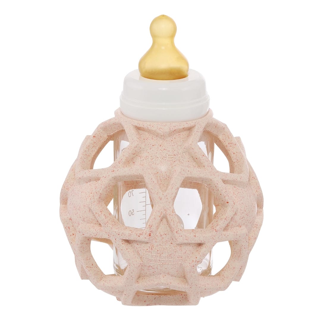 Hevea 2 in 1 Baby Glass Bottle 120ml with Upcycled Star Ball Peach HE-FD-Bottle-Peach
