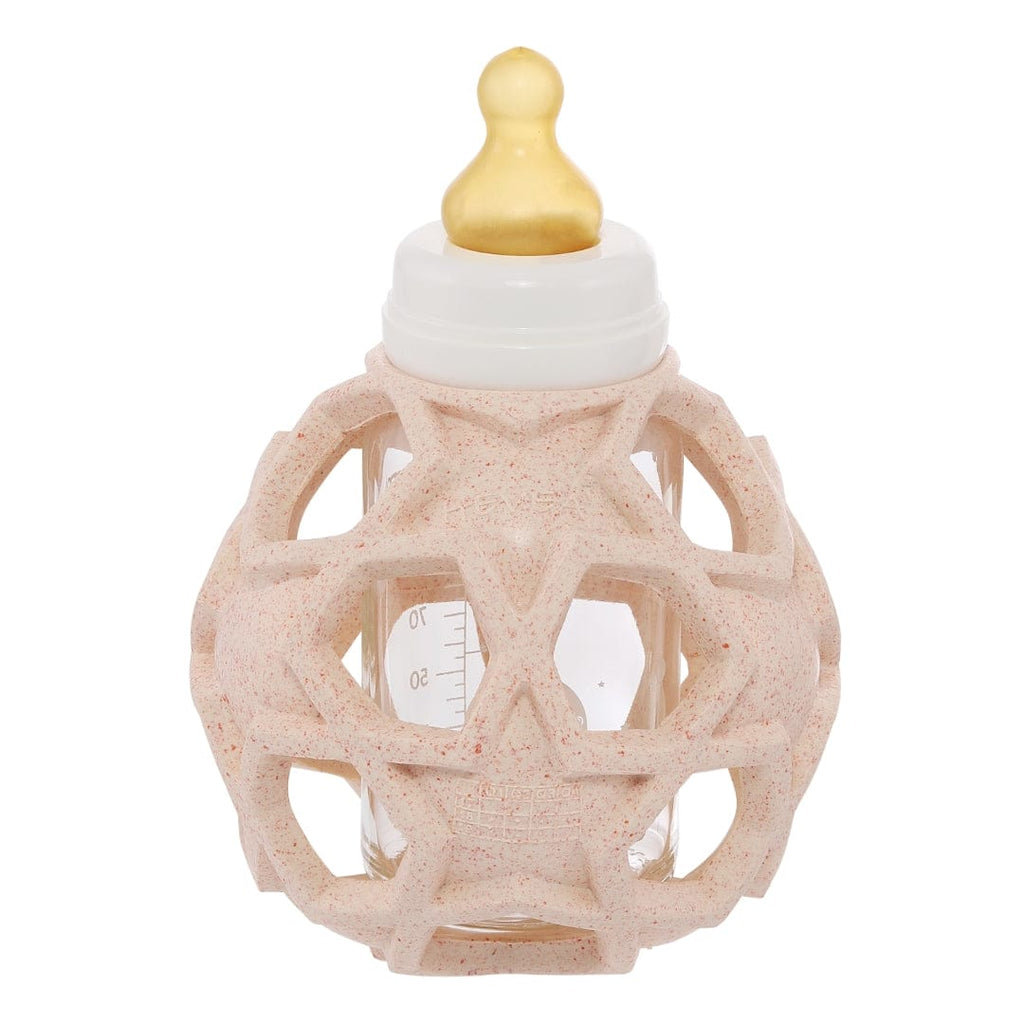 Hevea 2 in 1 Baby Glass Bottle 120ml with Upcycled Star Ball Peach HE-FD-Bottle-Peach