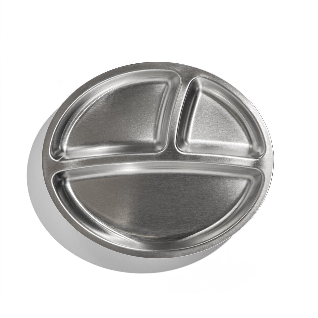 Avanchy Stainless Steel Divided Suction Toddler Plate + Spoon Avanchy Stainless Steel Divided Suction Toddler Plate + Spoon 