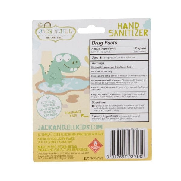 Jack N' Jill Dino Hand Sanitiser 2 Pack 29ml Jack N' Jill Dino Hand Sanitiser 2 Pack 29ml 