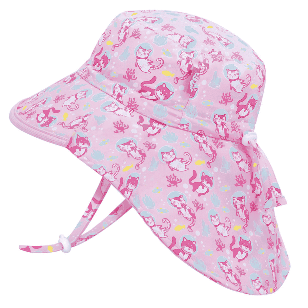 Jan & Jul Kids Gro-With-Me® Aqua-Dry Adventure UPF 50+ Sun Hats Diving Cats / XL (5-12Y) HAV0-DCT-XL