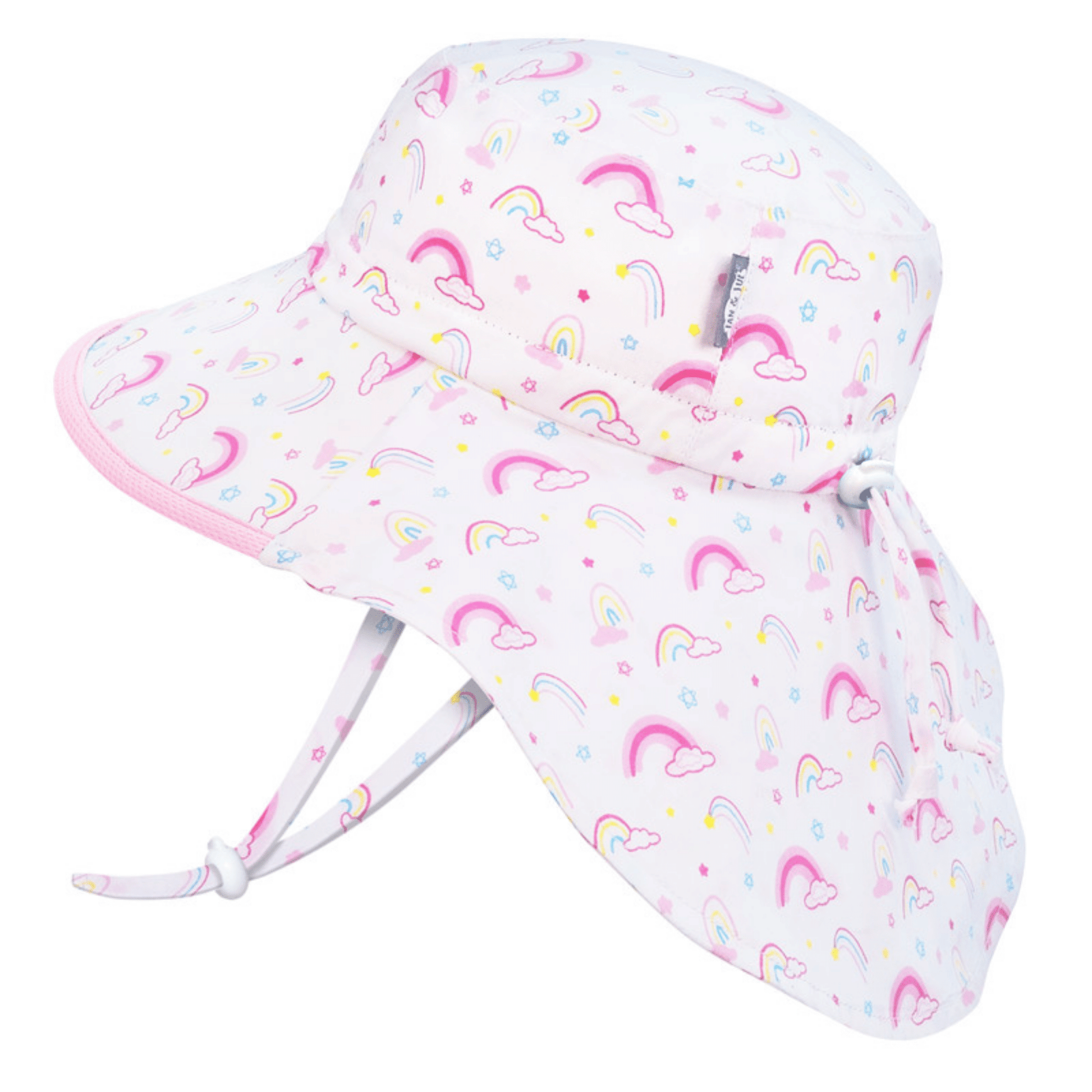 Jan & Jul Kids Gro-With-Me® Cotton Adventure UPF 50+ Sun Hats Rainbow Pink Trim / XL (5-12Y) HCA0-RBP-XL