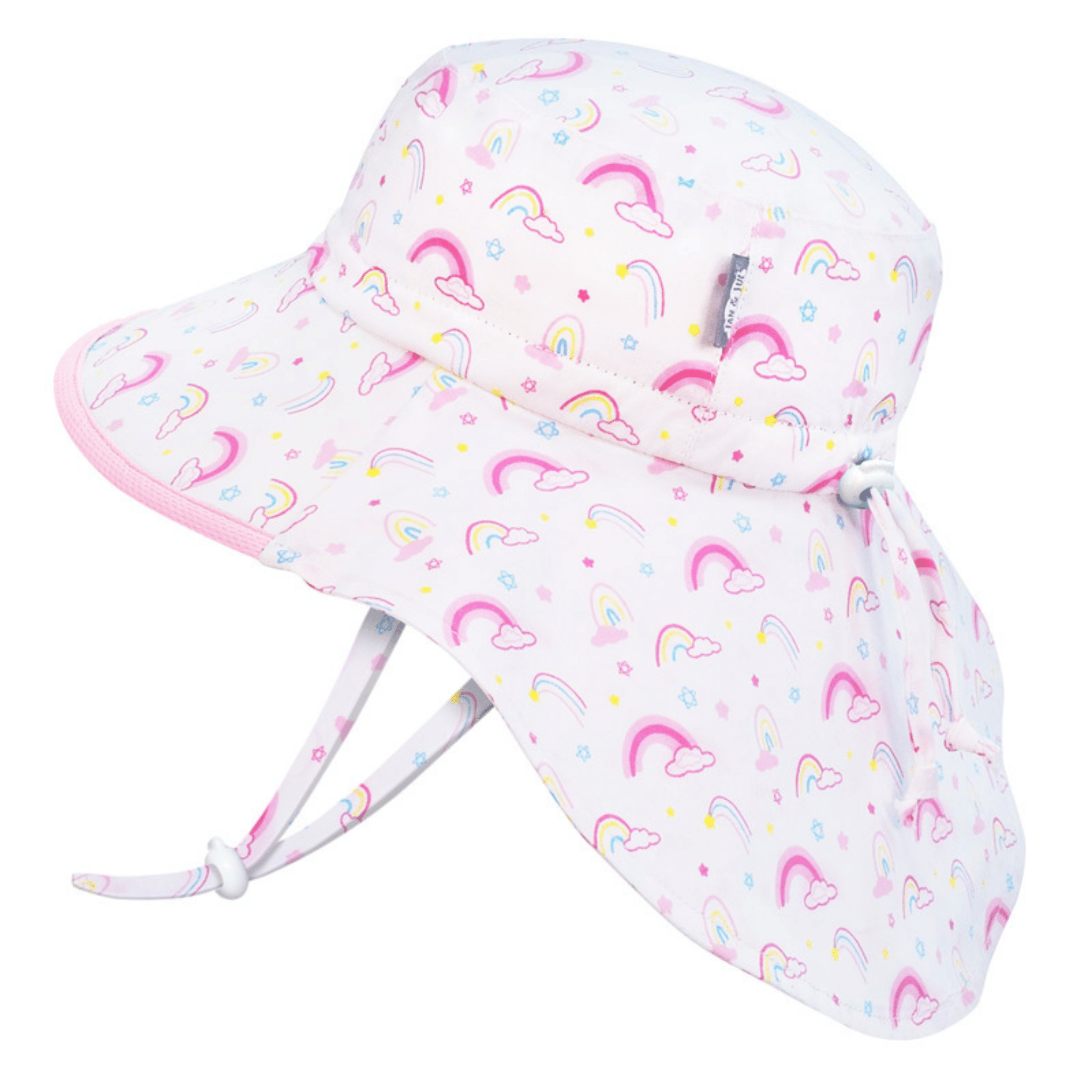 Jan & Jul Kids Gro-With-Me® Cotton Adventure UPF 50+ Sun Hats Rainbow Pink Trim / XL (5-12Y) HCA0-RBP-XL
