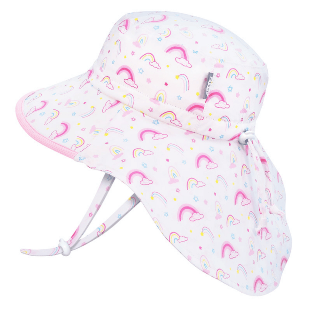 Jan & Jul Kids Gro-With-Me® Cotton Adventure UPF 50+ Sun Hats Rainbow Pink Trim / XL (5-12Y) HCA0-RBP-XL