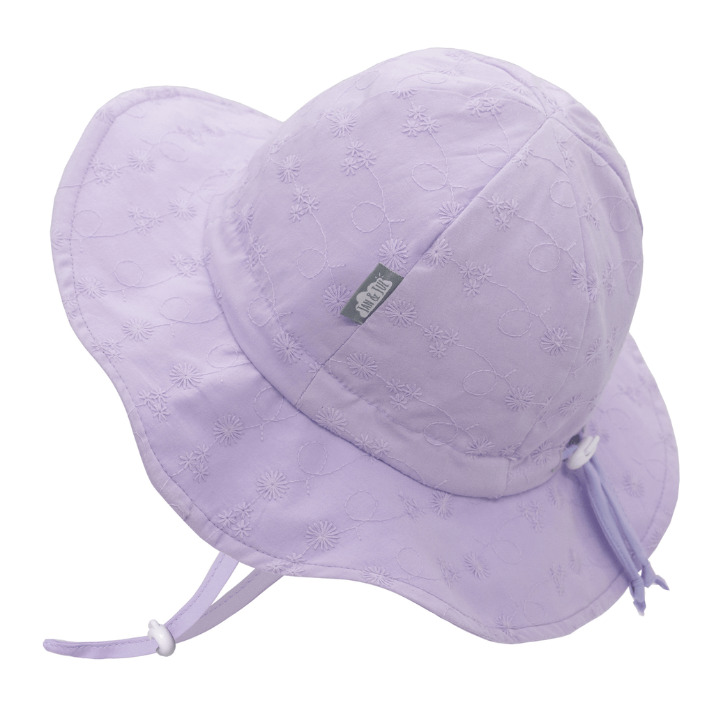 Jan & Jul Kids Gro-With-Me® Cotton Floppy UPF 50+ Sun Hats Lavender Eyelet / XL (5-12Y) HCF0-LEL-XL