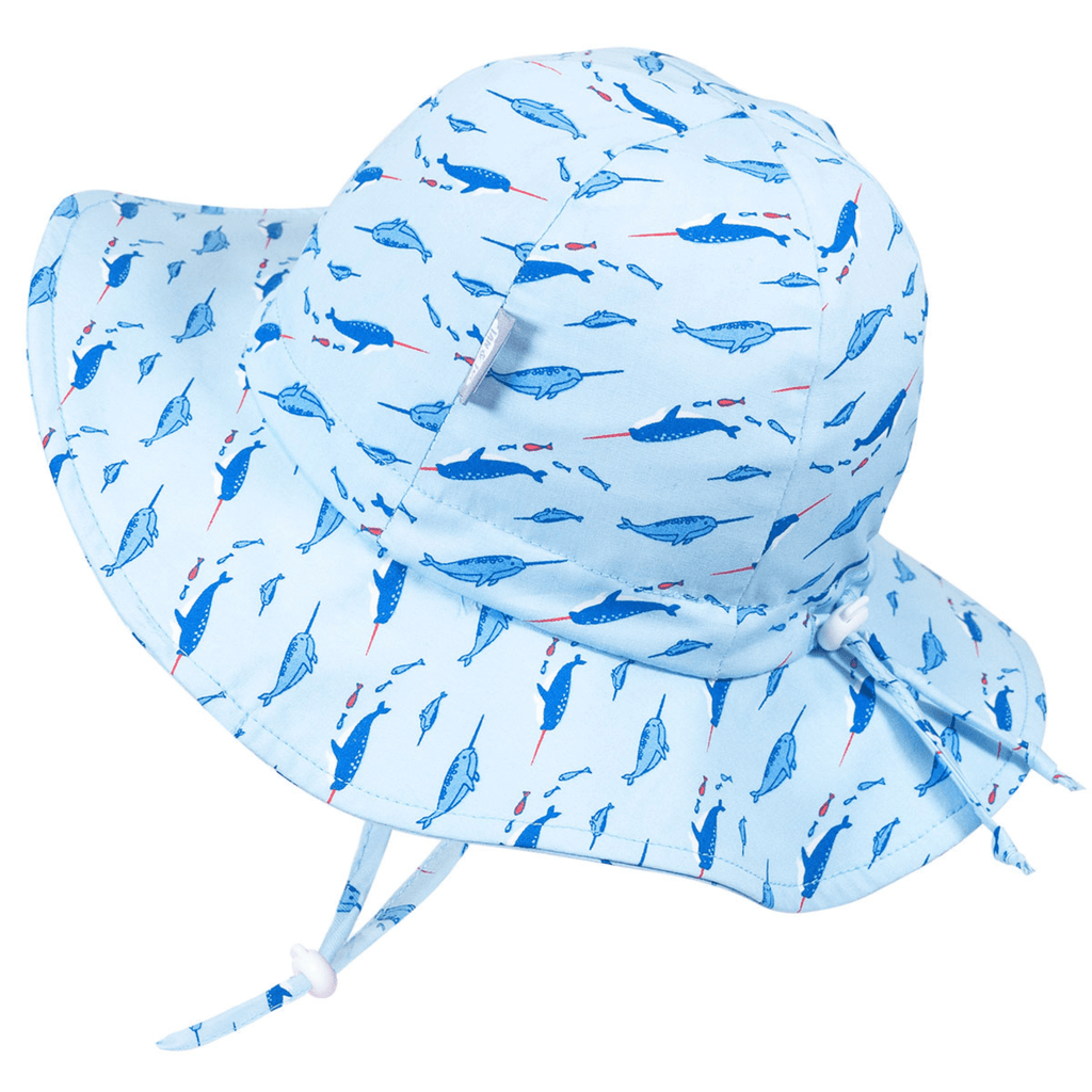 Jan & Jul Kids Gro-With-Me® Cotton Floppy UPF 50+ Sun Hats Narwhale / XL (5-12Y) HCF0-NAR-XL