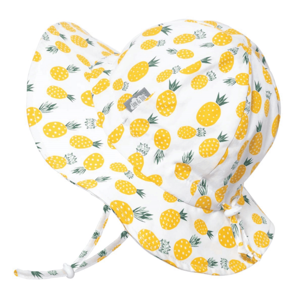 Jan & Jul Kids Gro-With-Me® Cotton Floppy UPF 50+ Sun Hats Yellow Pineapple / XL (5-12Y) HCF0-YPN-XL