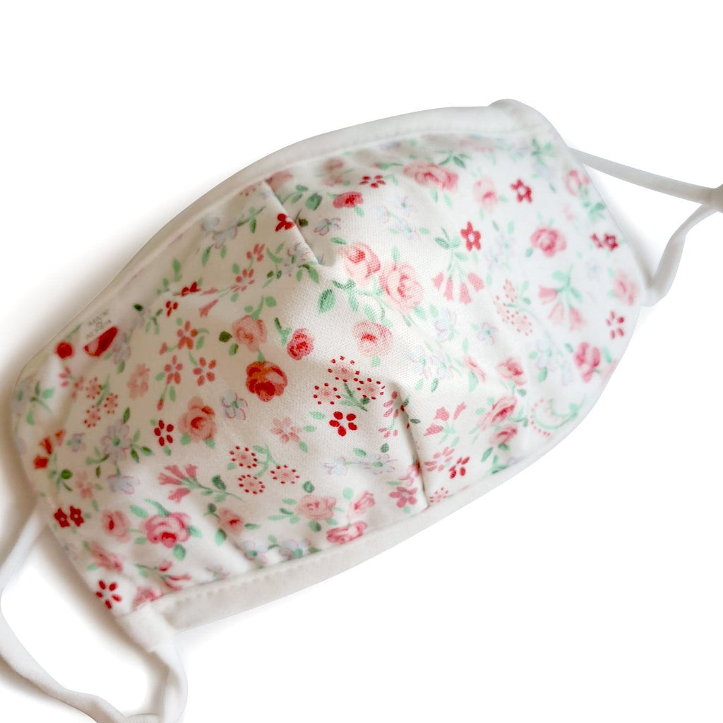 Jeannie N Mini Kids Animal Reusable Cotton Face Mask with Adjustable Ear Loops Floral Pink 