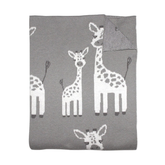 Mister Fly Keepsake Giraffe Mum and Baby Cotton Knitted Baby Blanket Mister Fly Keepsake Giraffe Mum and Baby Cotton Knitted Baby Blanket 