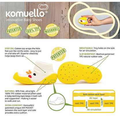 Komuello Pompom Mouse Baby Rubber Sole Sock Shoes Komuello Pompom Mouse Baby Rubber Sole Sock Shoes 