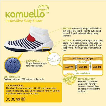 Komuello Mummy Baby Rubber Sole Sock Shoes Komuello Mummy Baby Rubber Sole Sock Shoes 