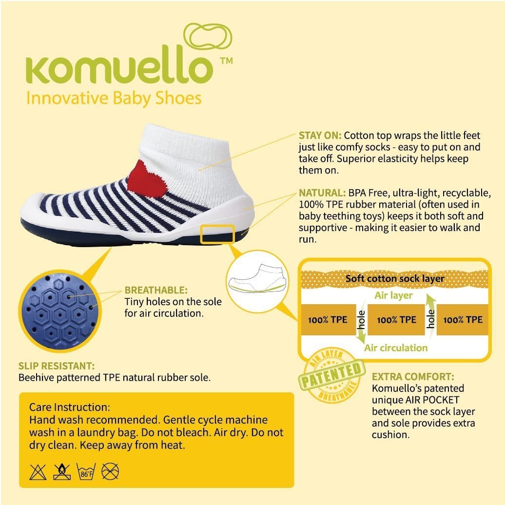 Komuello Flat Pompom Flower Baby Rubber Sole Sock Shoes Komuello Flat Pompom Flower Baby Rubber Sole Sock Shoes 