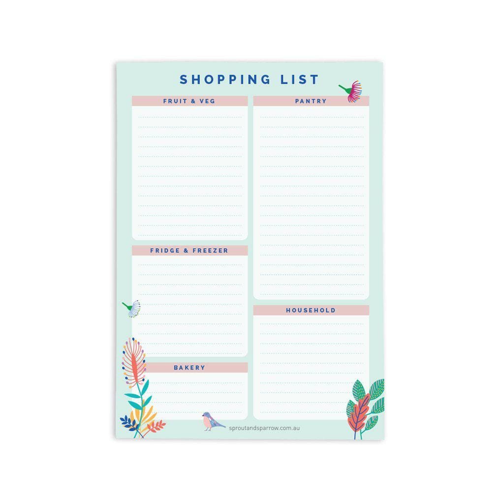 Sprout and Sparrow A5 Shopping List Magnet Notepad Floral SS-LB020