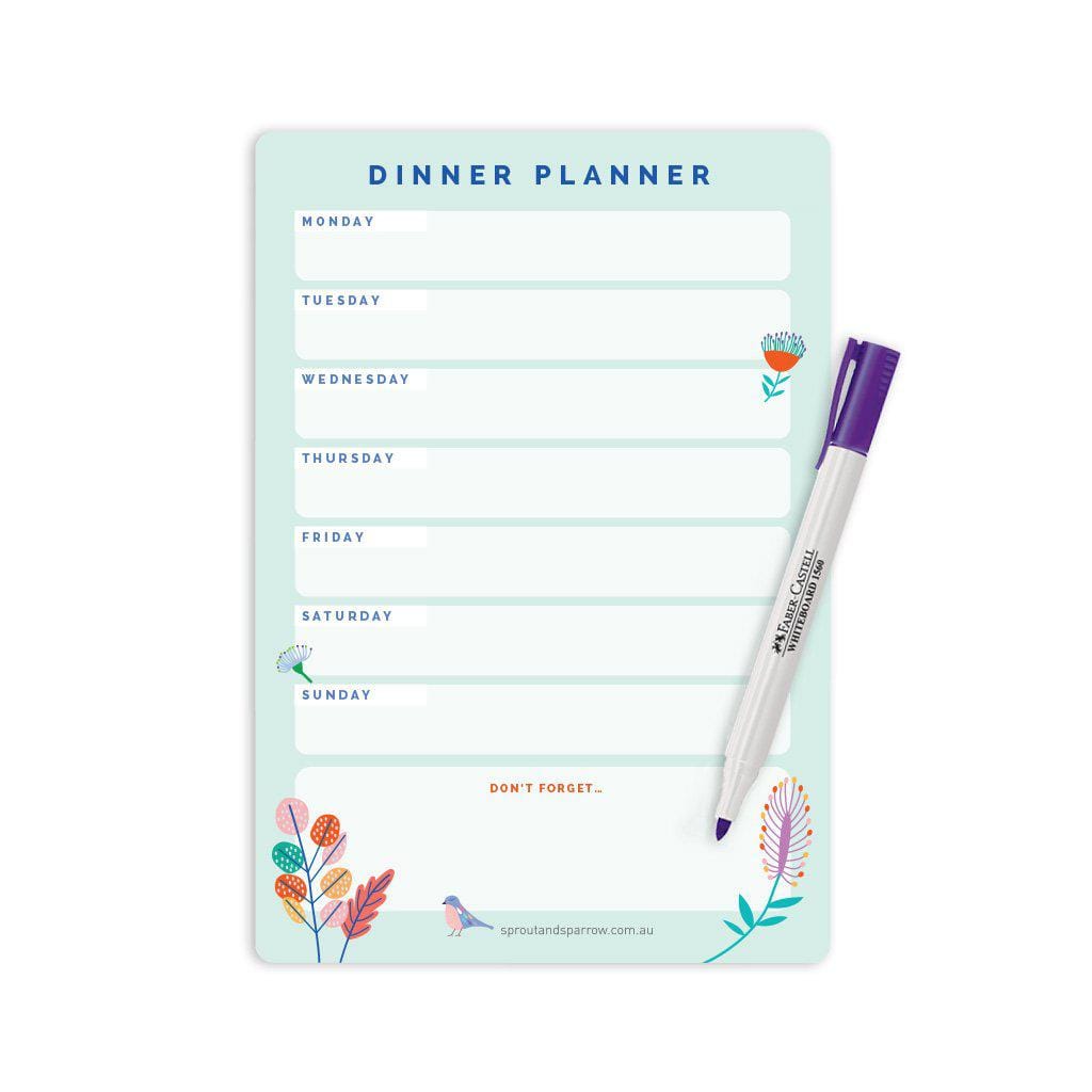 Sprout and Sparrow Write On A5 Magnetic Dinner Planner Floral SS-LB021