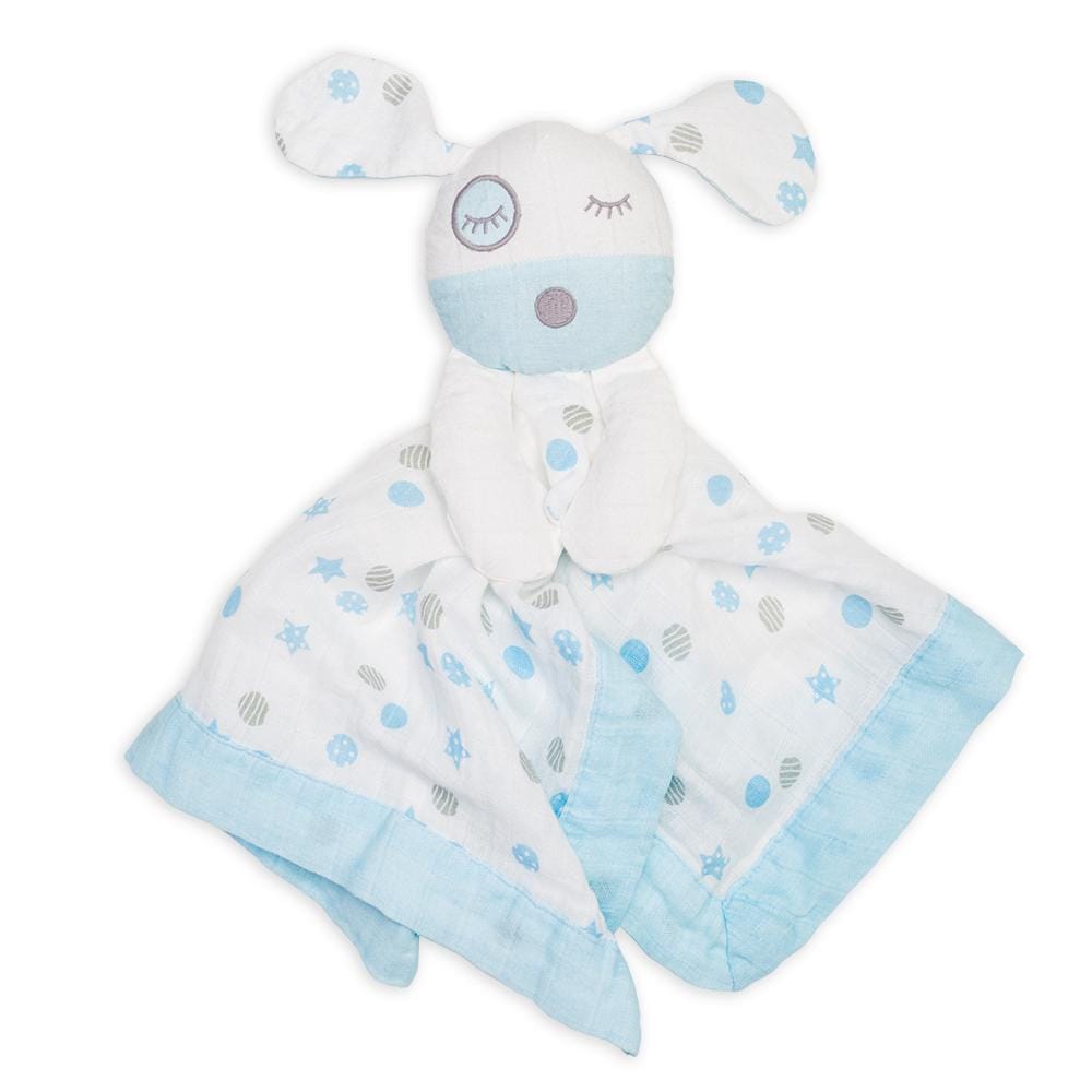 Lulujo Muslin Cotton Animal Lovey Blue Puppy LJ902
