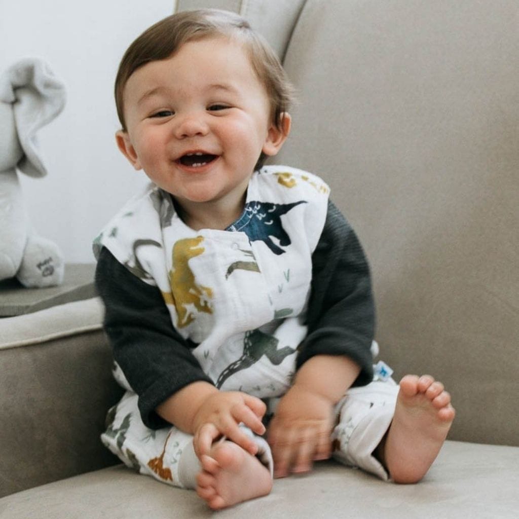Little Unicorn Cotton Muslin Romper - Dino Friends Little Unicorn Cotton Muslin Romper - Dino Friends 