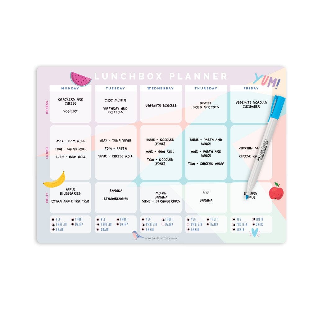 Sprout and Sparrow Write On A4 Magnetic Lunchbox Planner Sprout and Sparrow Write On A4 Magnetic Lunchbox Planner 