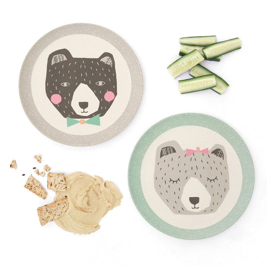 Love Mae Small Bamboo Plates 4pk | Mama and Papa Bear Love Mae Small Bamboo Plates 4pk | Mama and Papa Bear 