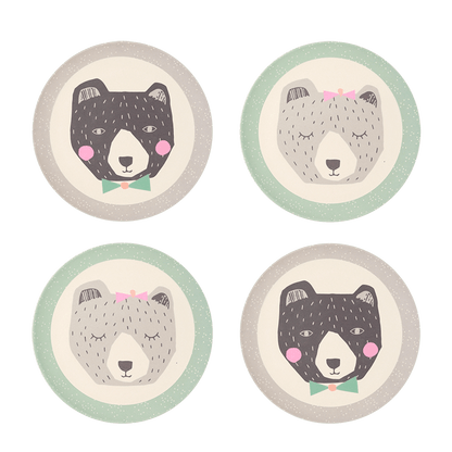 Love Mae Small Bamboo Plates 4pk | Mama and Papa Bear Love Mae Small Bamboo Plates 4pk | Mama and Papa Bear 