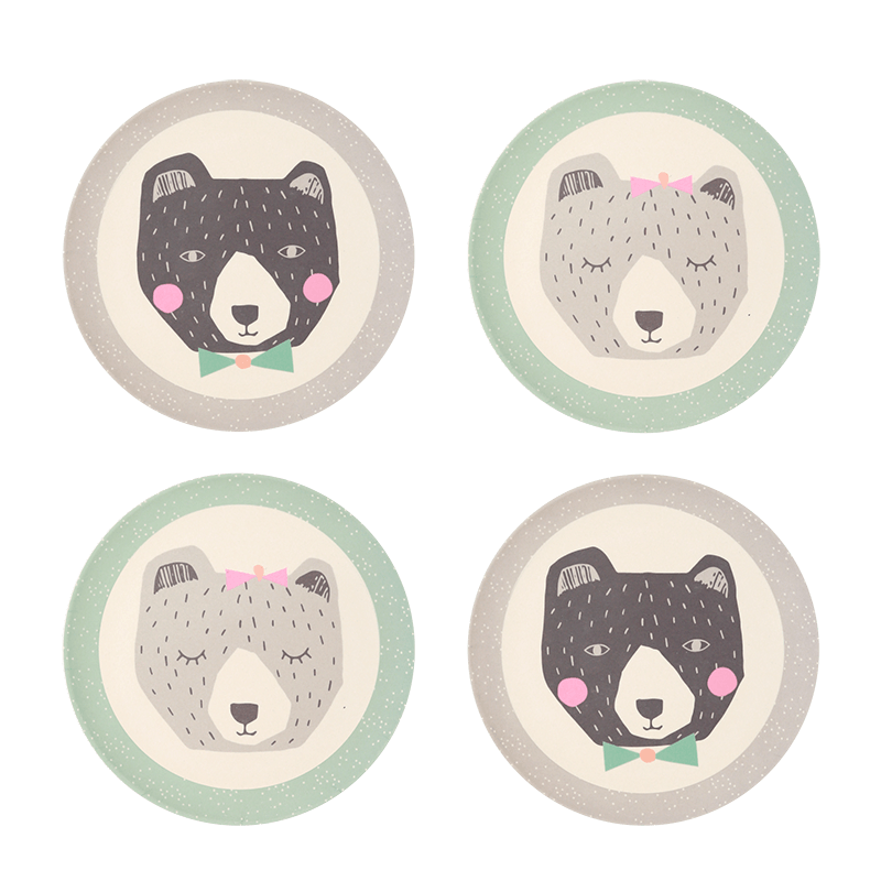 Love Mae Small Bamboo Plates 4pk | Mama and Papa Bear Love Mae Small Bamboo Plates 4pk | Mama and Papa Bear 
