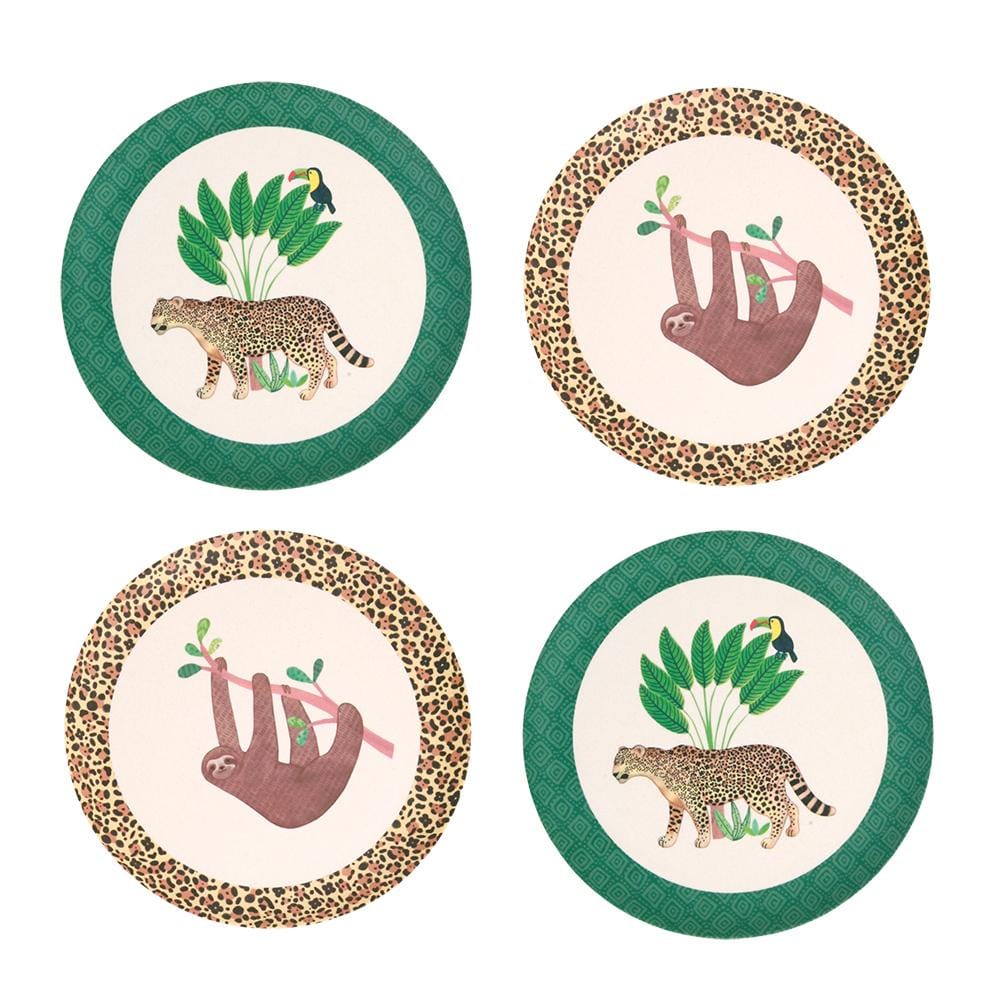 Love Mae Small Bamboo Plates 4pk | Sloth and Jaguar Love Mae Small Bamboo Plates 4pk | Sloth and Jaguar 