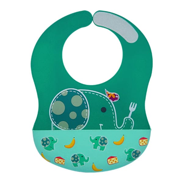 Marcus & Marcus Wide Coverage Silicone Bib Ollie Green Elephant MNMBB40-EP