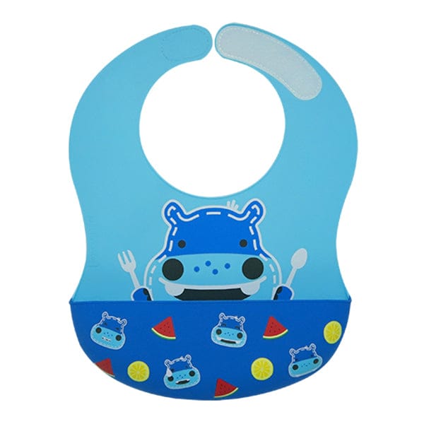 Marcus & Marcus Wide Coverage Silicone Bib Lucas Blue Hippo MNMBB40-HP