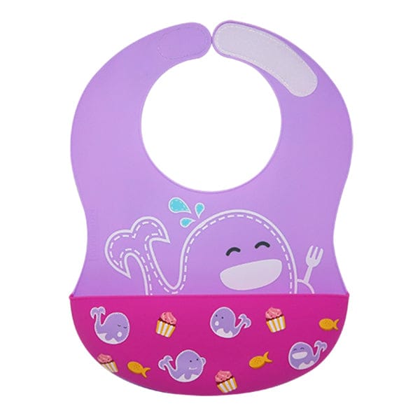 Marcus & Marcus Wide Coverage Silicone Bib Willo Lilac Whale MNMBB40-WL