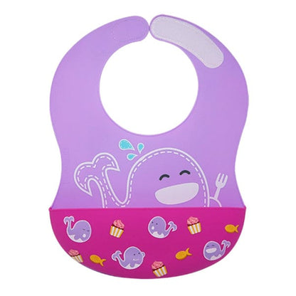 Marcus & Marcus Wide Coverage Silicone Bib Willo Lilac Whale MNMBB40-WL