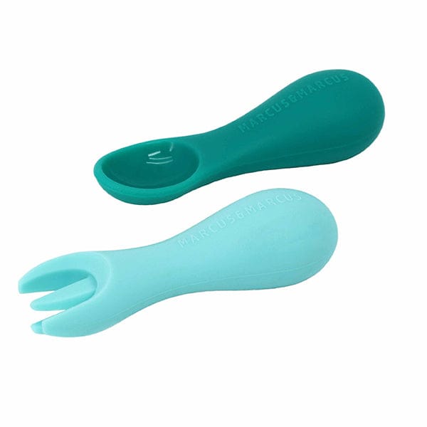 Marcus & Marcus Silicone Palm Grasp Spoon & Fork Set Green MNMBB41-EP