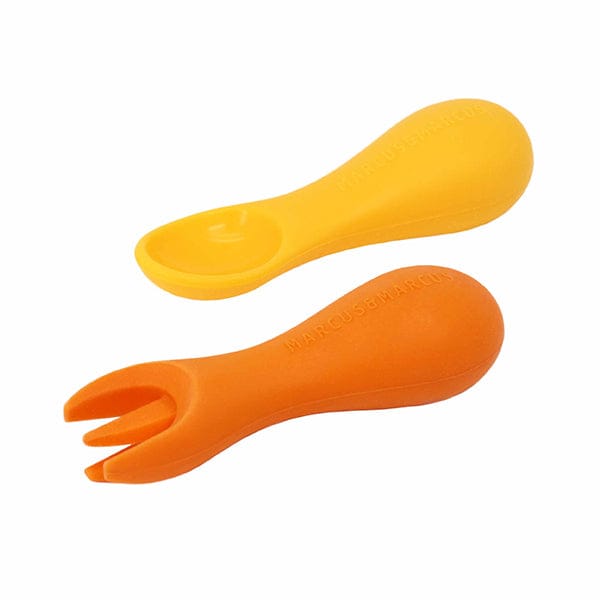 Marcus & Marcus Silicone Palm Grasp Spoon & Fork Set Yellow MNMBB41-GF