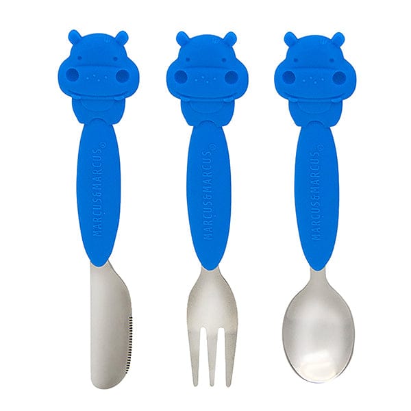 Marcus & Marcus Kids Cutlery 3 pc Set Lucas Blue Hippo MNMKD37-HP