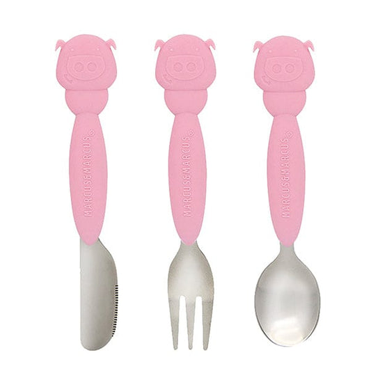 Marcus & Marcus Kids Cutlery 3 pc Set Pokey Pink Pig MNMKD37-PG