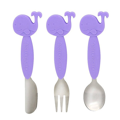 Marcus & Marcus Kids Cutlery 3 pc Set Willo Lilac Whale MNMKD37-WL