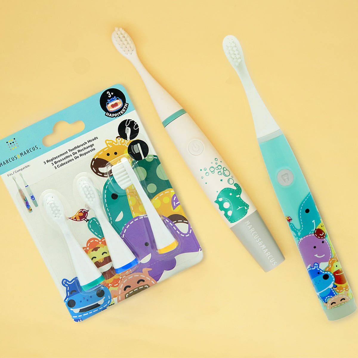 Marcus & Marcus Replacement Toothbrush Heads (Green / Blue / Yellow) Marcus & Marcus Replacement Toothbrush Heads (Green / Blue / Yellow) 