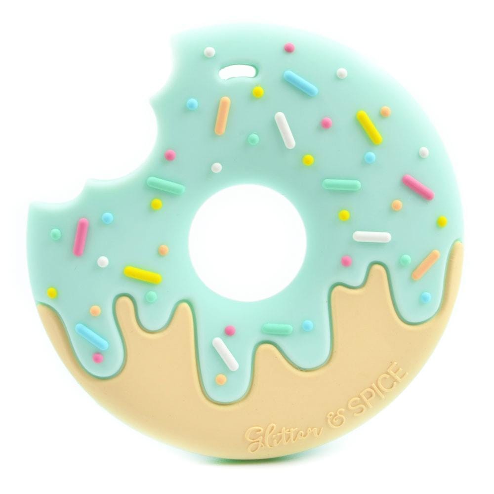 Glitter & Spice Donut Silicone Teether with Pacifier Clip - Tutti Frutti Glitter & Spice Donut Silicone Teether with Pacifier Clip - Tutti Frutti 