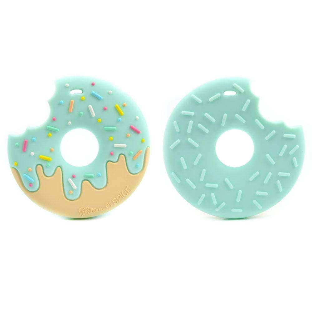 Glitter & Spice Donut Silicone Teether with Pacifier Clip - Tutti Frutti Glitter & Spice Donut Silicone Teether with Pacifier Clip - Tutti Frutti 