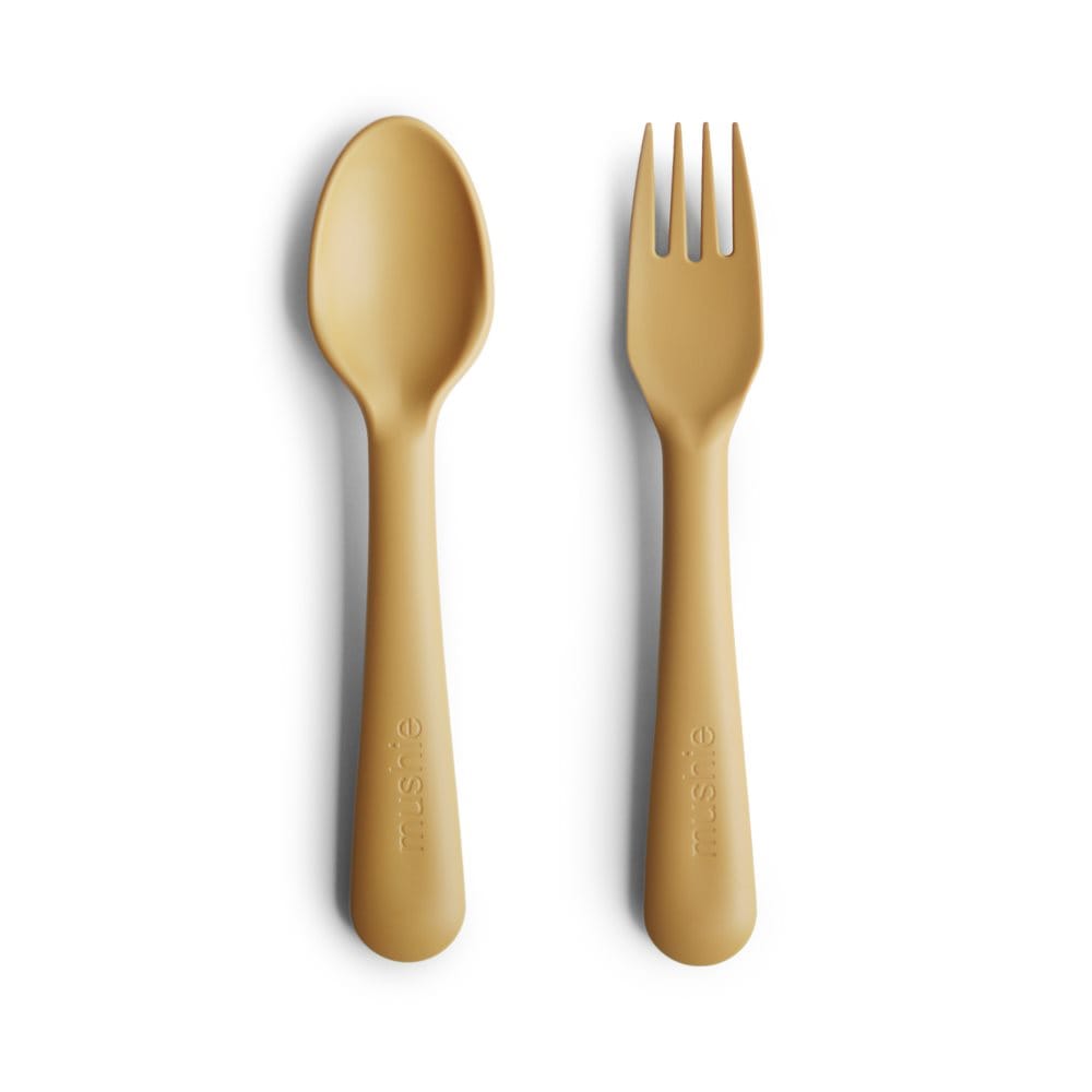 Mushie Fork and Spoon Set (Mustard) Mushie Fork and Spoon Set (Mustard) 