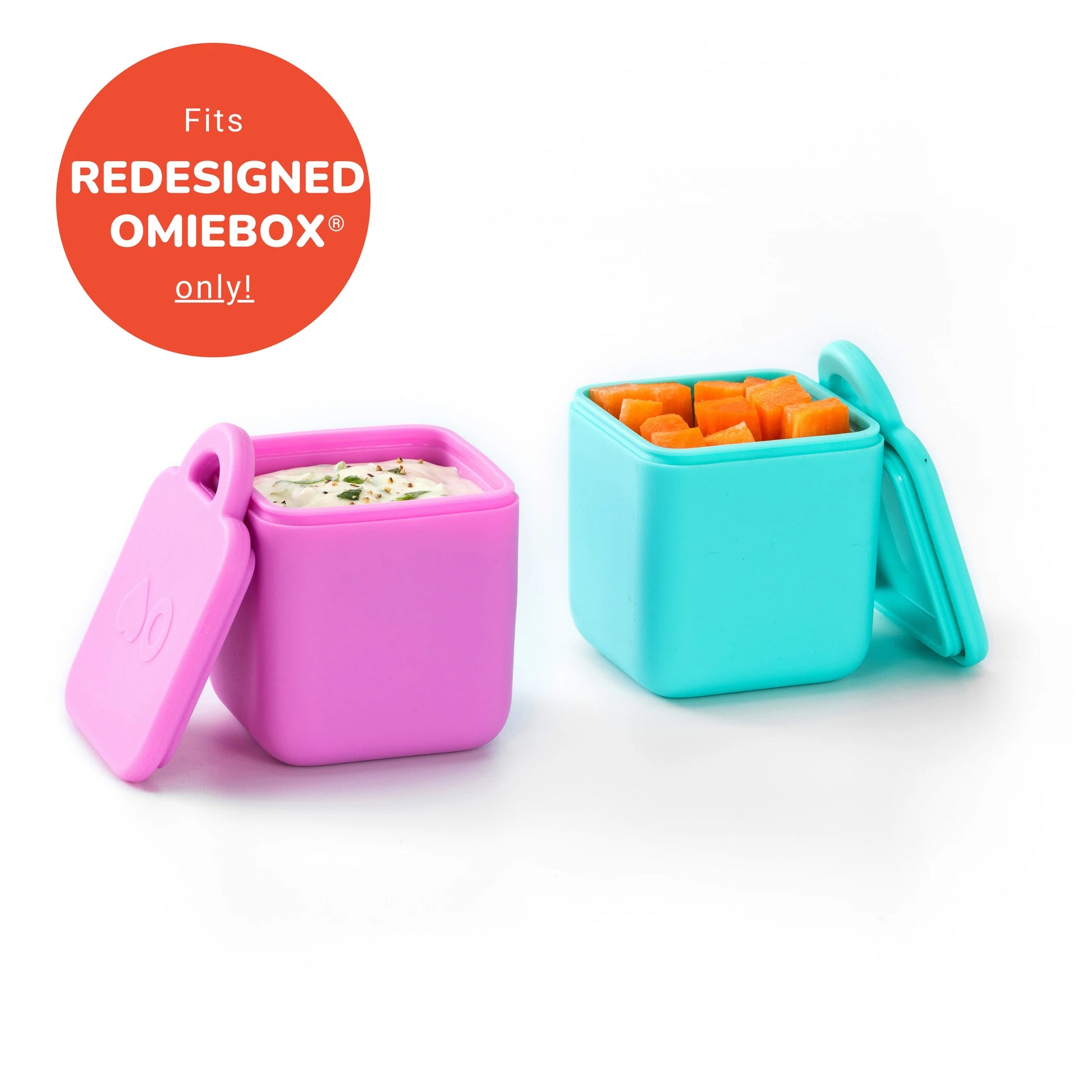 Omie Silicone Dip Containers for OmieBox V2, Set of 2 Pink / Teal OMSILC301