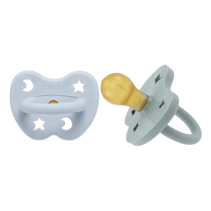 Hevea Natural Rubber Pacifier Round 3-36 Months Two-pack Cottage Blue & Gorgeous Grey HE-CP-R-2PK-CB-GG-3-36