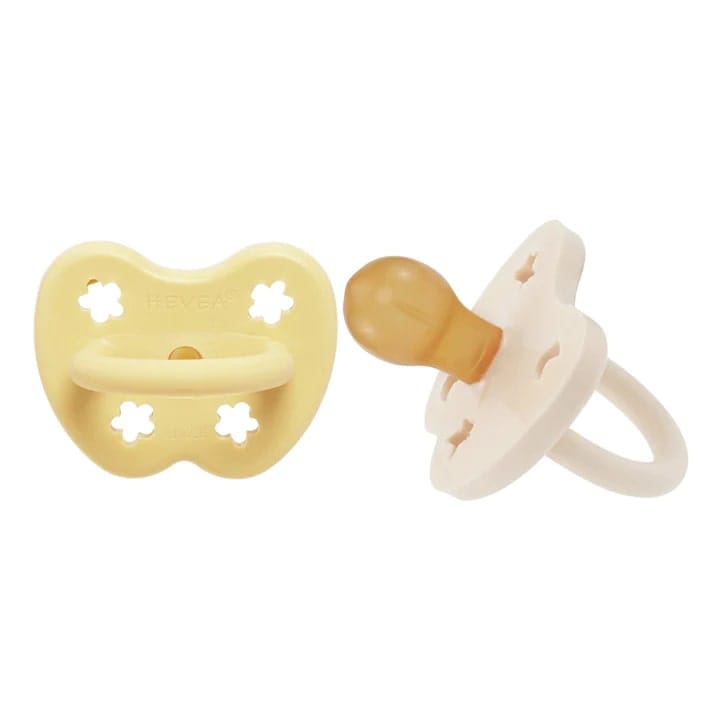 Hevea Natural Rubber Pacifier Round 3-36 Months Two-pack Pale Butter & Milky White HE-CP-R-2PK-PB-MW-3-36