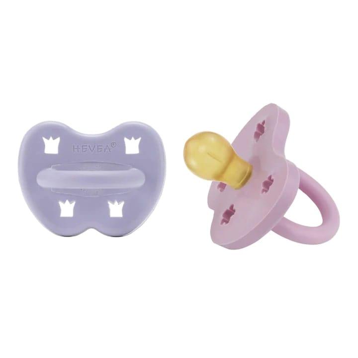 Hevea Natural Rubber Pacifier Round 3-36 Months Two-pack Dusty Violet & Light Orchid HE-CP-R-2PK-DV-LO-3-36