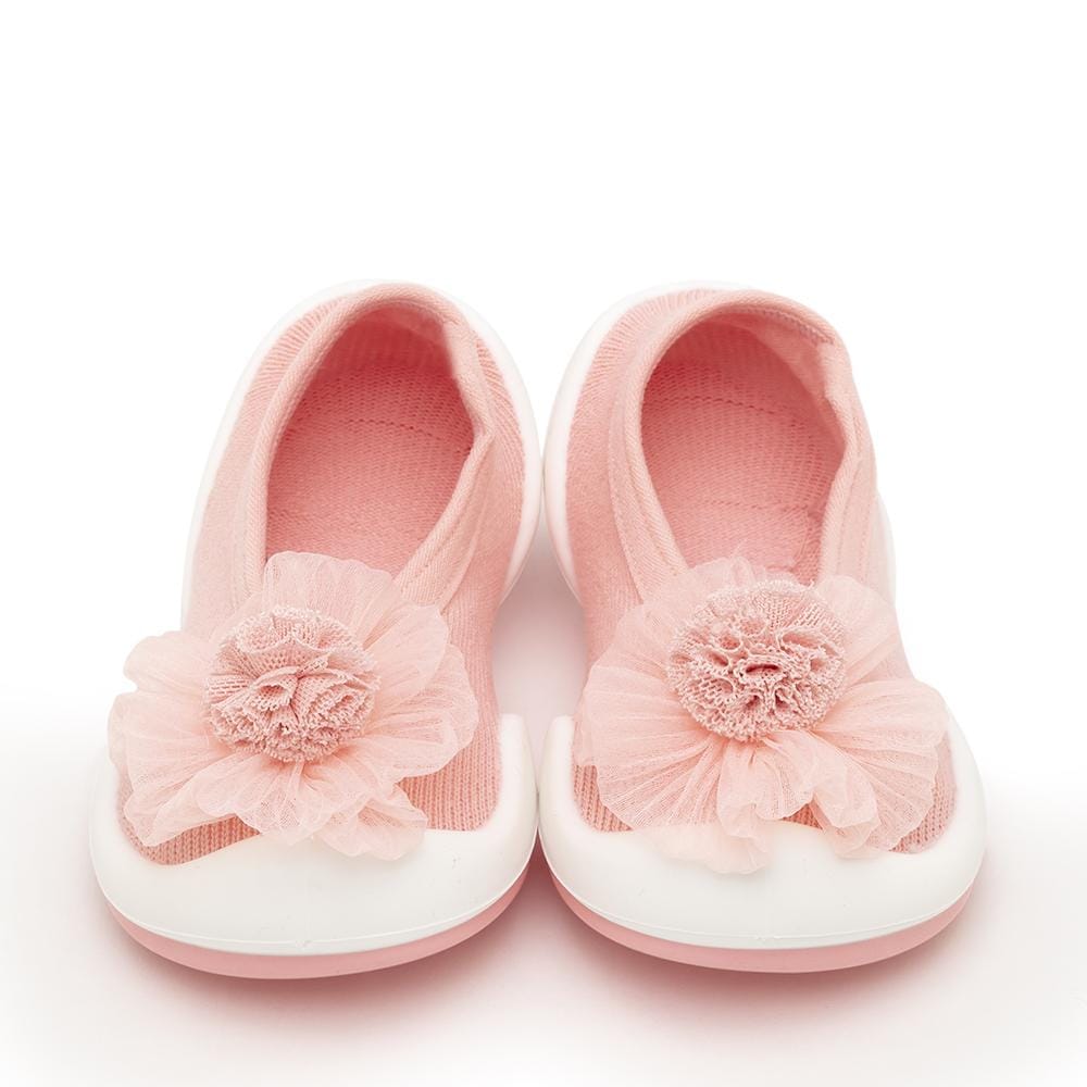 Komuello Flat Pompom Flower Baby Rubber Sole Sock Shoes Pink / US 7 (135mm) KOM-FPPF-PK-US7